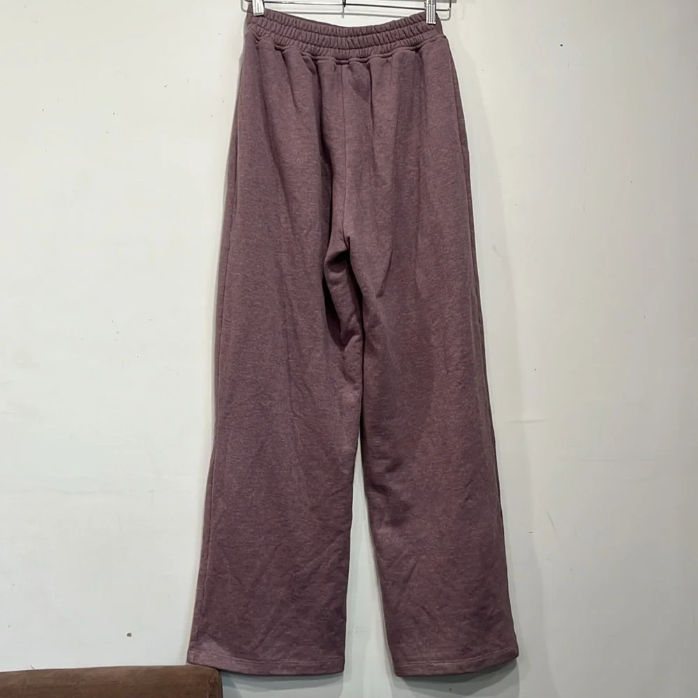 Alphalete Wide Leg Sweatpants in Brushed Fabric in Heather Maroon size Large - Picture 11 of 15